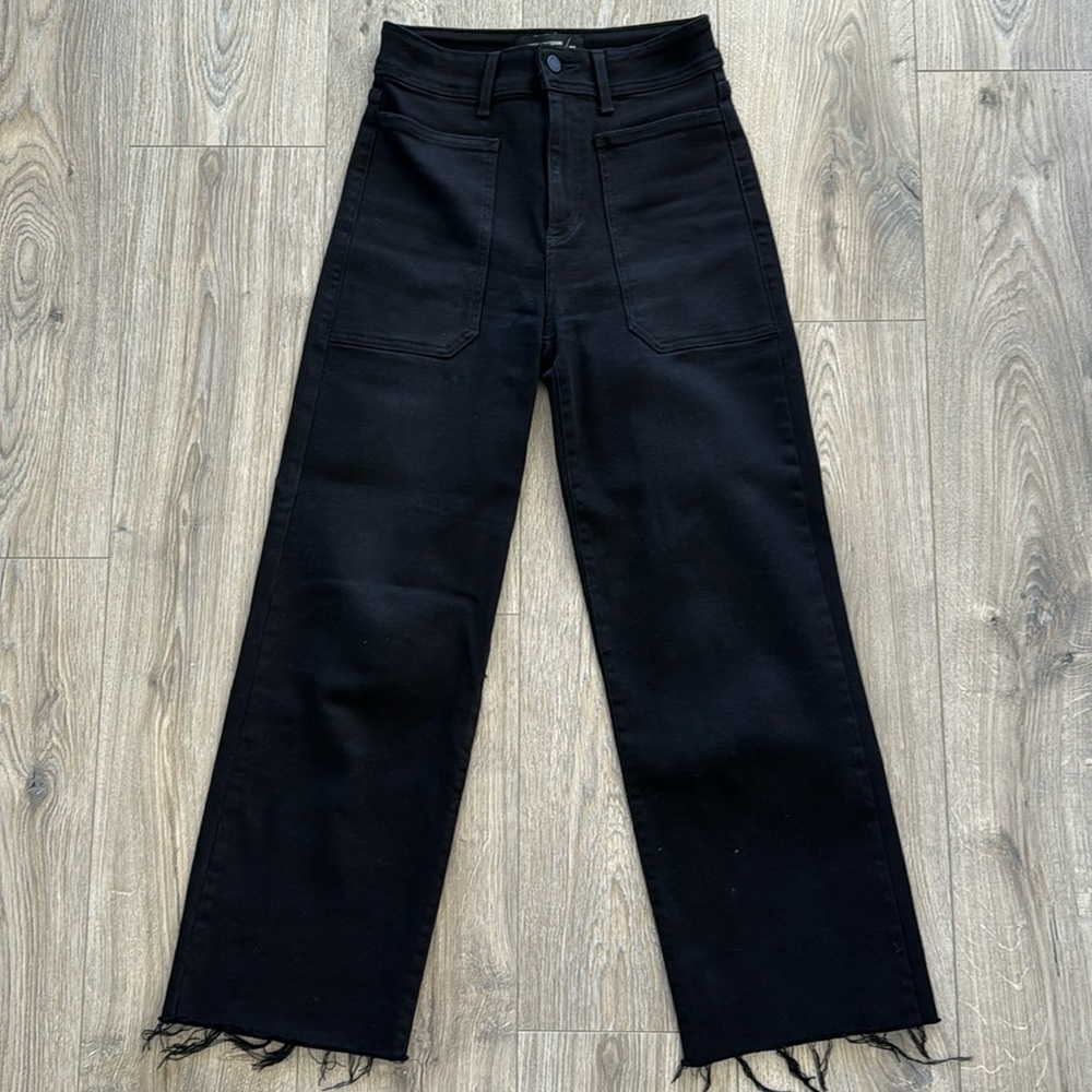 Black frayed edge denim